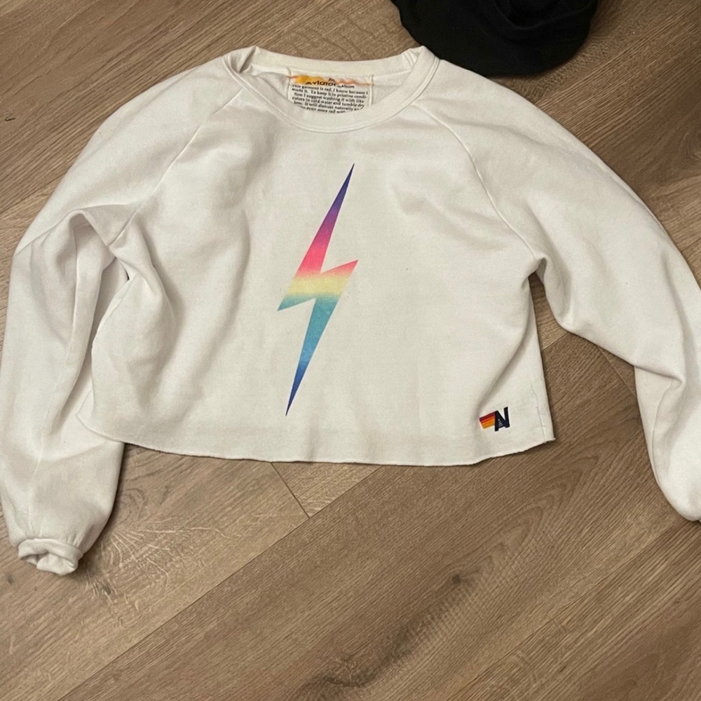 Aviator nation bolt cropped sweater